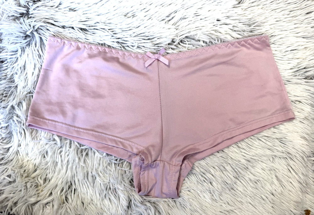 1990s Vintage Women Pink Panties bow Underwear Cheeky Bikini Size Large